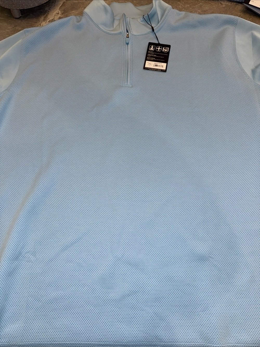 FootJoy Mens Tonal Bloackn Layer 1/4 Zip Golf Pullover Ice Blue 2XL